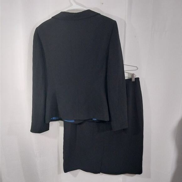 LE SUIT! RICH BLACK MICRODOT, WIDE LAPEL 2PC SKIRT & JACKET SUIT SET! SZ 16 - Picture 8 of 14